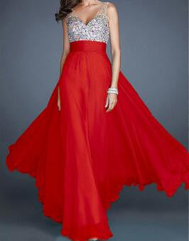 Long Evening Dress 2016 Vestido De Festa  Vestido Longo New Chiffon Sequins Deep