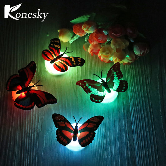 Konesky RGB LED Night Light Beautiful Butterfly Multicolor Changing Night Lamp for Desk Wall Christmas Wedding Decoration