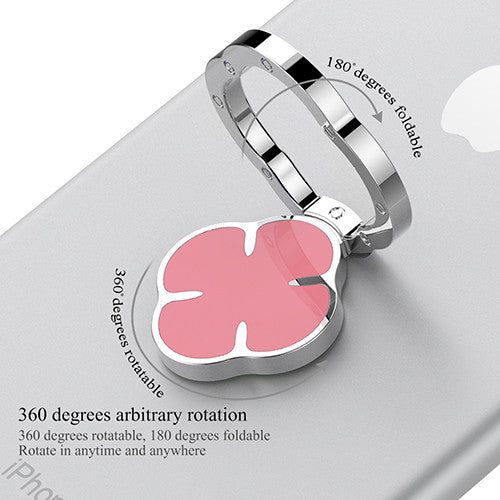 Powstro Four-leaf clover shape finger ring holder 360 degrees rotatable and 180 degrees foldable stand for smartphone