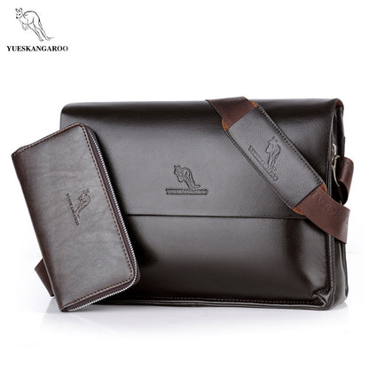 YUES KANGAROO Brand Fashion Leather Crossbody Bag Men Large