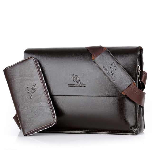 YUES KANGAROO Brand Fashion Leather Crossbody Bag Men Large