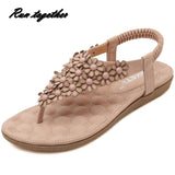 New summer fashion flower rivets Boho Bohemian women flat sandals shoes woman casual flip
