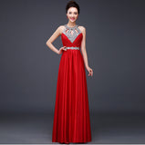 Red Beaded Pleat Silk Long Evening Dresses 2016 Backless Halter Neck Silm - Shopy Max