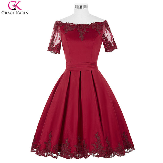 Real Sample Elegant Short Evening Dresses 2016 Grace Karin Applique - Shopy Max
