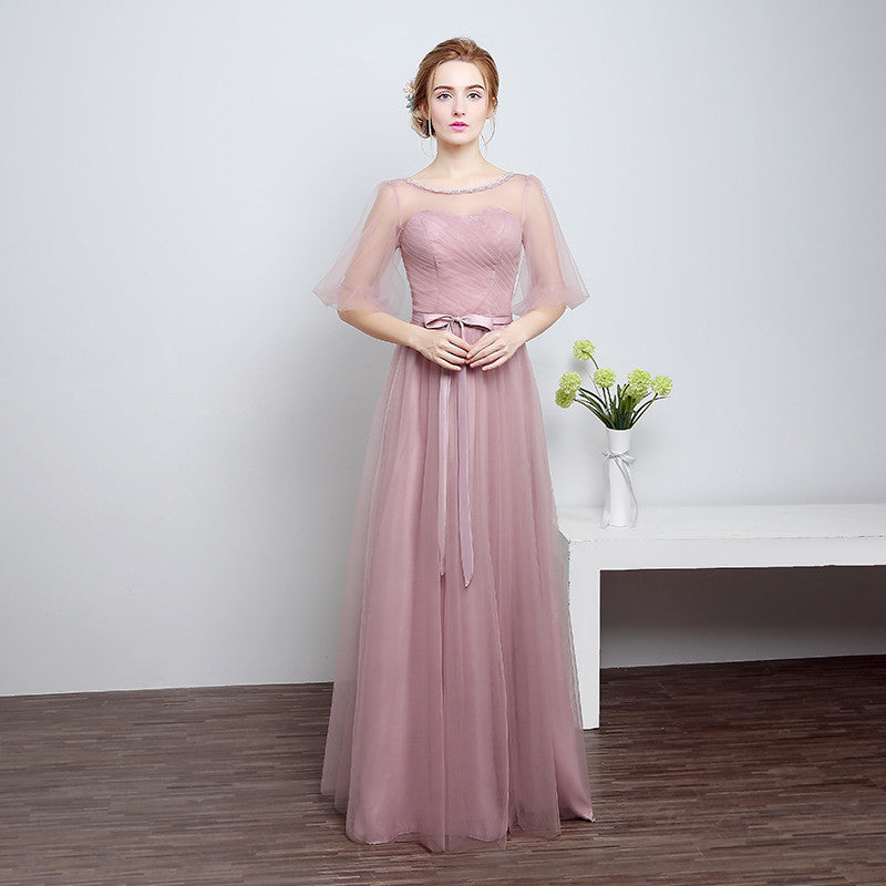 New Arrival Fashion Half Sleeve Tulle Long Evening Dress For Women 2016