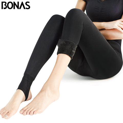 BONAS Women Warm Leggings Fitness Soft Comfortable Leggins Mujer Push Up