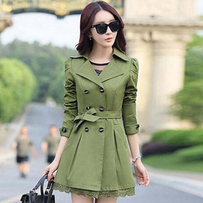 1PC 2016 Trench Coat For Women Spring Coat Double Breasted Lace Casaco Feminino - Shopy Max
