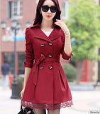 1PC 2016 Trench Coat For Women Spring Coat Double Breasted Lace Casaco Feminino - Shopy Max