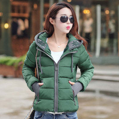 winter jacket women 2016 fashion slim short cotton-padded Hooded
