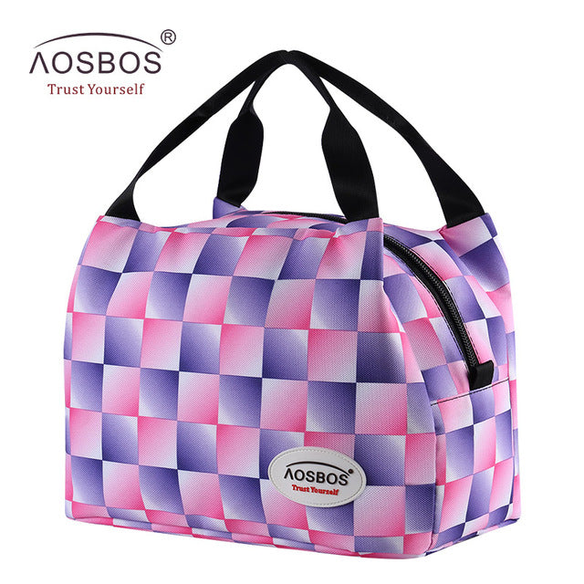 Aosbos Fashion Portable Insulated Canvas lunch Bag Thermal Food Picnic Lunch