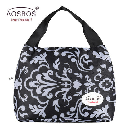 Aosbos Fashion Portable Insulated Canvas lunch Bag Thermal Food Picnic Lunch