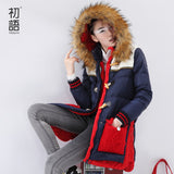 Toyouth 2016 Women's New Arrival Winter Medium-long Fur Female Down Coat Color Block Casual Outerwear - Shopy Max