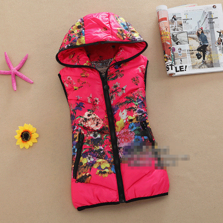 Genuine Ladies Vest Jacket 2016 Winter Women Korean Printing Cotton Vest Short Slim - Shopy Max