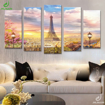 5 Panel Canvas Prints Wall Art Modular Picture New York Scenery Paris Nordic