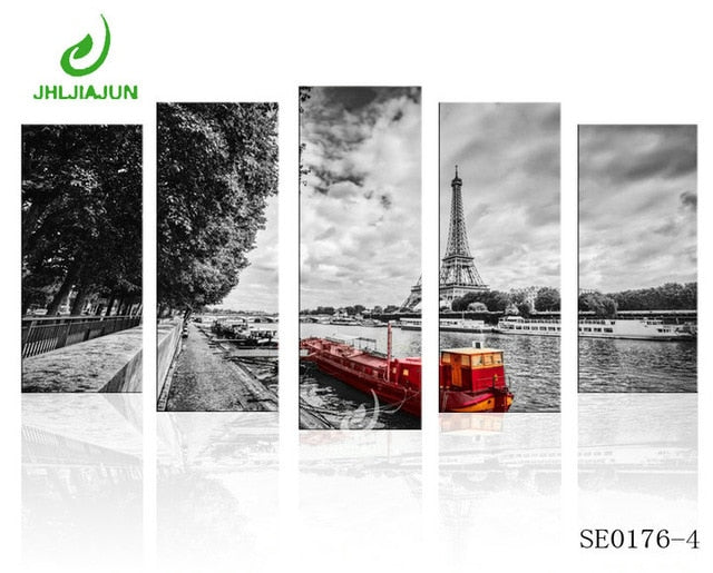 5 Panel Canvas Prints Wall Art Modular Picture New York Scenery Paris Nordic