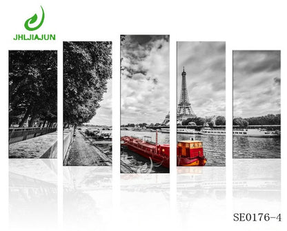 5 Panel Canvas Prints Wall Art Modular Picture New York Scenery Paris Nordic