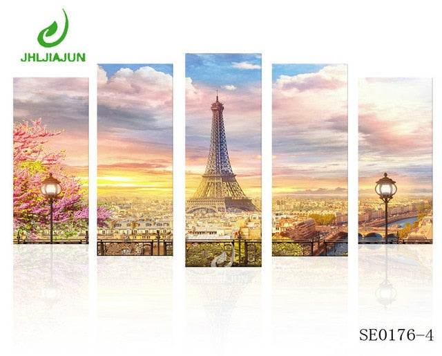 5 Panel Canvas Prints Wall Art Modular Picture New York Scenery Paris Nordic