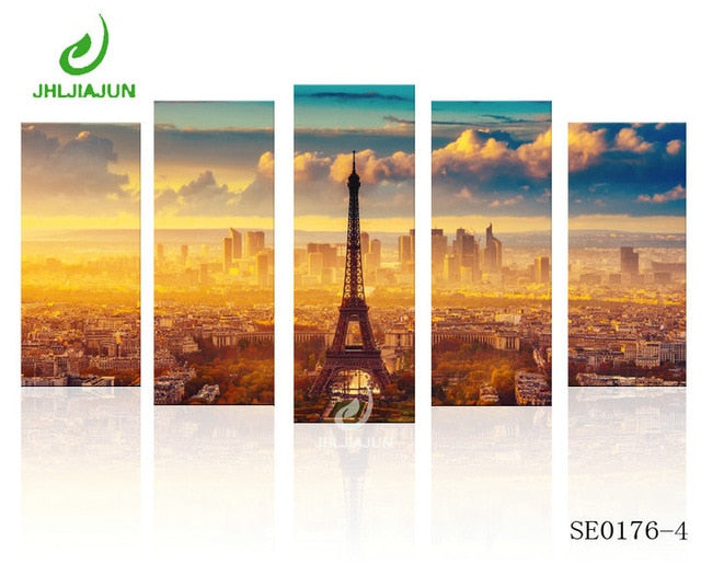 5 Panel Canvas Prints Wall Art Modular Picture New York Scenery Paris Nordic