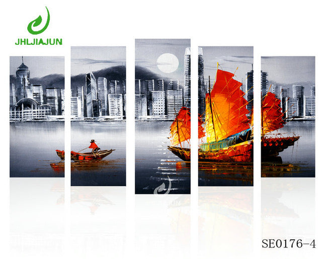 5 Panel Canvas Prints Wall Art Modular Picture New York Scenery Paris Nordic