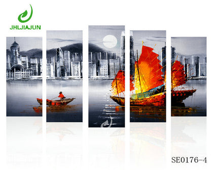 5 Panel Canvas Prints Wall Art Modular Picture New York Scenery Paris Nordic