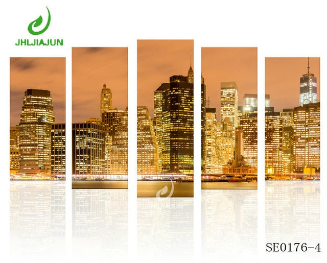 5 Panel Canvas Prints Wall Art Modular Picture New York Scenery Paris Nordic