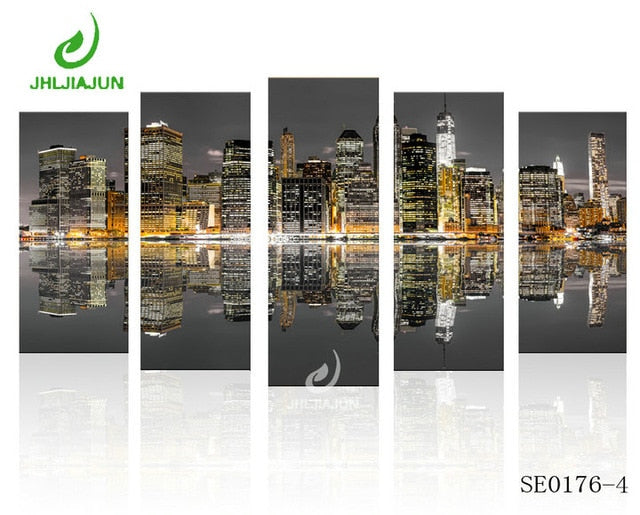 5 Panel Canvas Prints Wall Art Modular Picture New York Scenery Paris Nordic