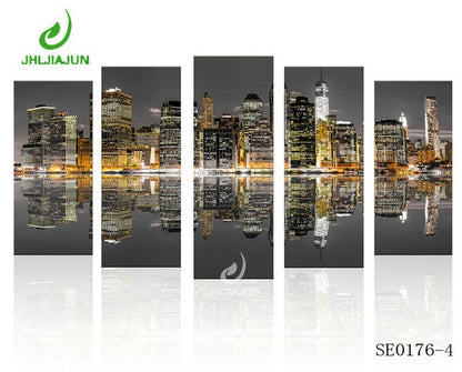 5 Panel Canvas Prints Wall Art Modular Picture New York Scenery Paris Nordic