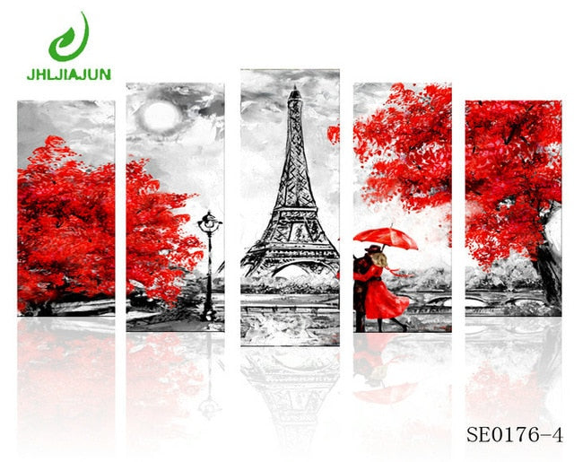 5 Panel Canvas Prints Wall Art Modular Picture New York Scenery Paris Nordic