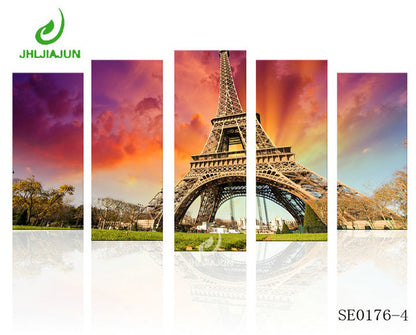 5 Panel Canvas Prints Wall Art Modular Picture New York Scenery Paris Nordic