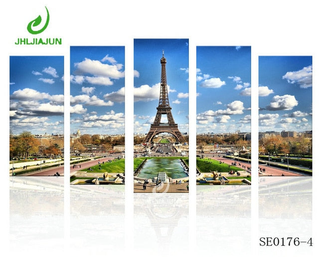 5 Panel Canvas Prints Wall Art Modular Picture New York Scenery Paris Nordic