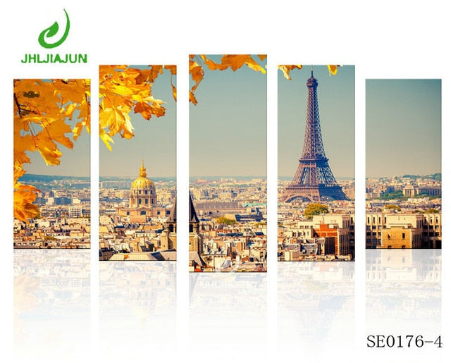 5 Panel Canvas Prints Wall Art Modular Picture New York Scenery Paris Nordic