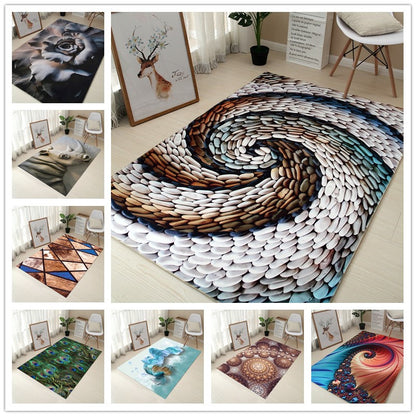 80*120cm Creative Europe Type 3D Printing Carpet  Hallway Doormat Anti