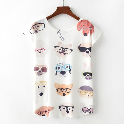 KaiTingu Summer Novelty Women T Shirt Harajuku Kawaii Cute Style Nice Cat