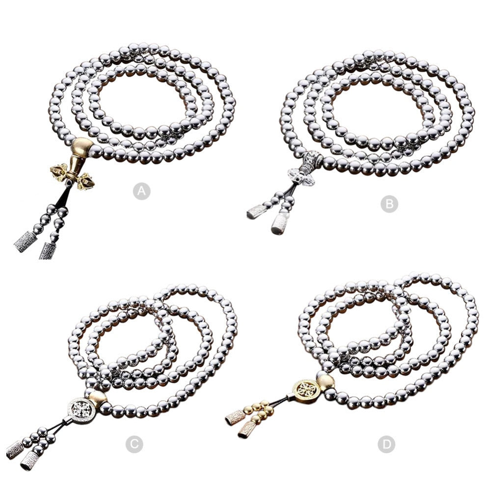 108 Buddha Beads Necklace Chain Outdoor Full Steel Self Defense Hand