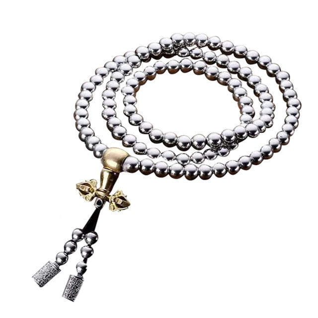 108 Buddha Beads Necklace Chain Outdoor Full Steel Self Defense Hand