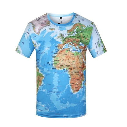 KYKU Brand World Map T-shirt Funny T Shirts Summer Fashion Anime Tshirt 3D T Shirt Mens