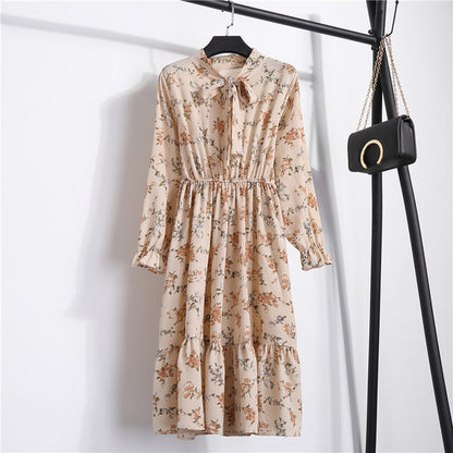 NIJIUDING Summer Autumn Chiffon Print Dress Casual Cute Women floral Long