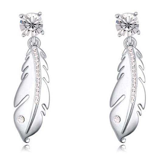 Silver Feather Dangle Earrings