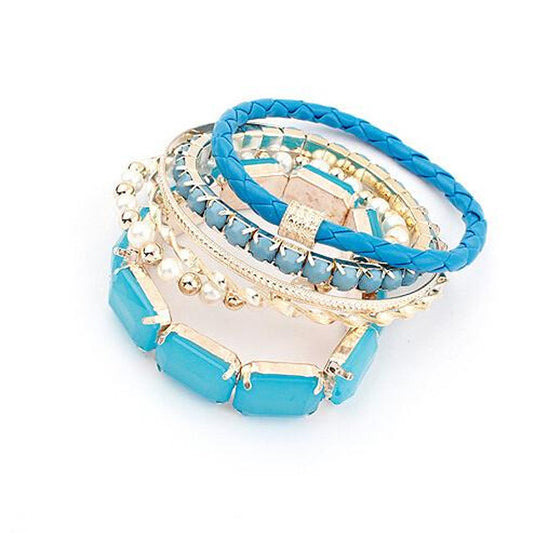 Ocean Blue Pearl Bracelet Set