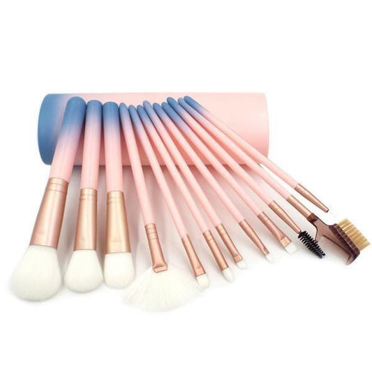 12 Piece Pink Ombre Brush Set