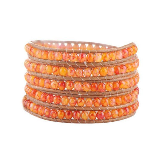 Tangerine Wrap Bead Bracelet