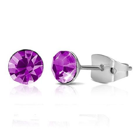 Pink Crystal Alloy with Chromium Plating Studs Butterfly Back