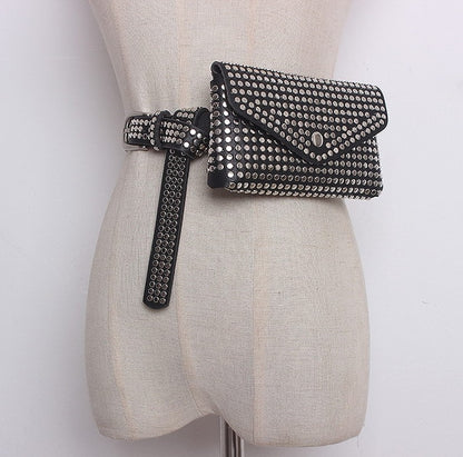 DIINOVIVO Fashion Rivets Waist Pack Luxury Designer Fanny Pack Small Women Waist Bag