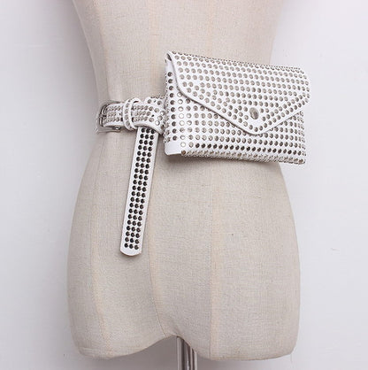 DIINOVIVO Fashion Rivets Waist Pack Luxury Designer Fanny Pack Small Women Waist Bag