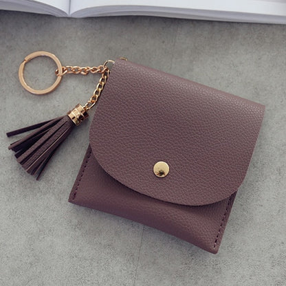 eTya Fashion Women Wallet Short Leather Mini Wallets Female Casual ID Card Holders Bags Ladies Coin Purse Pink Clutch Tassel Bag
