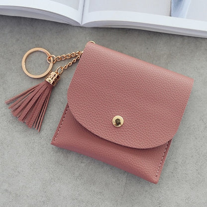 eTya Fashion Women Wallet Short Leather Mini Wallets Female Casual ID Card Holders Bags Ladies Coin Purse Pink Clutch Tassel Bag
