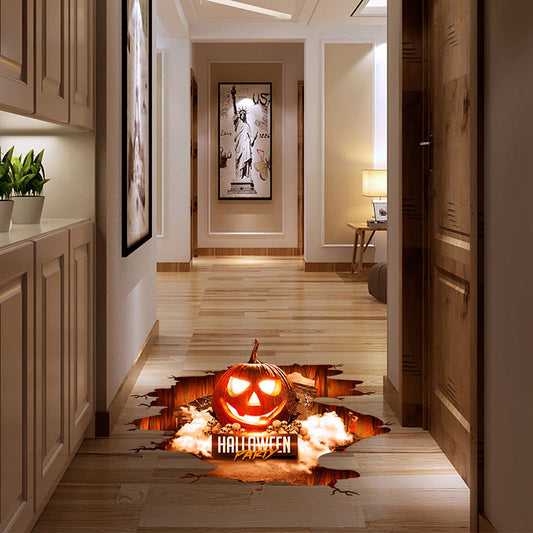 Halloween 3D Stickers View Scary Pumpkin Shaped Window Floor Stickers Halloween Decoration