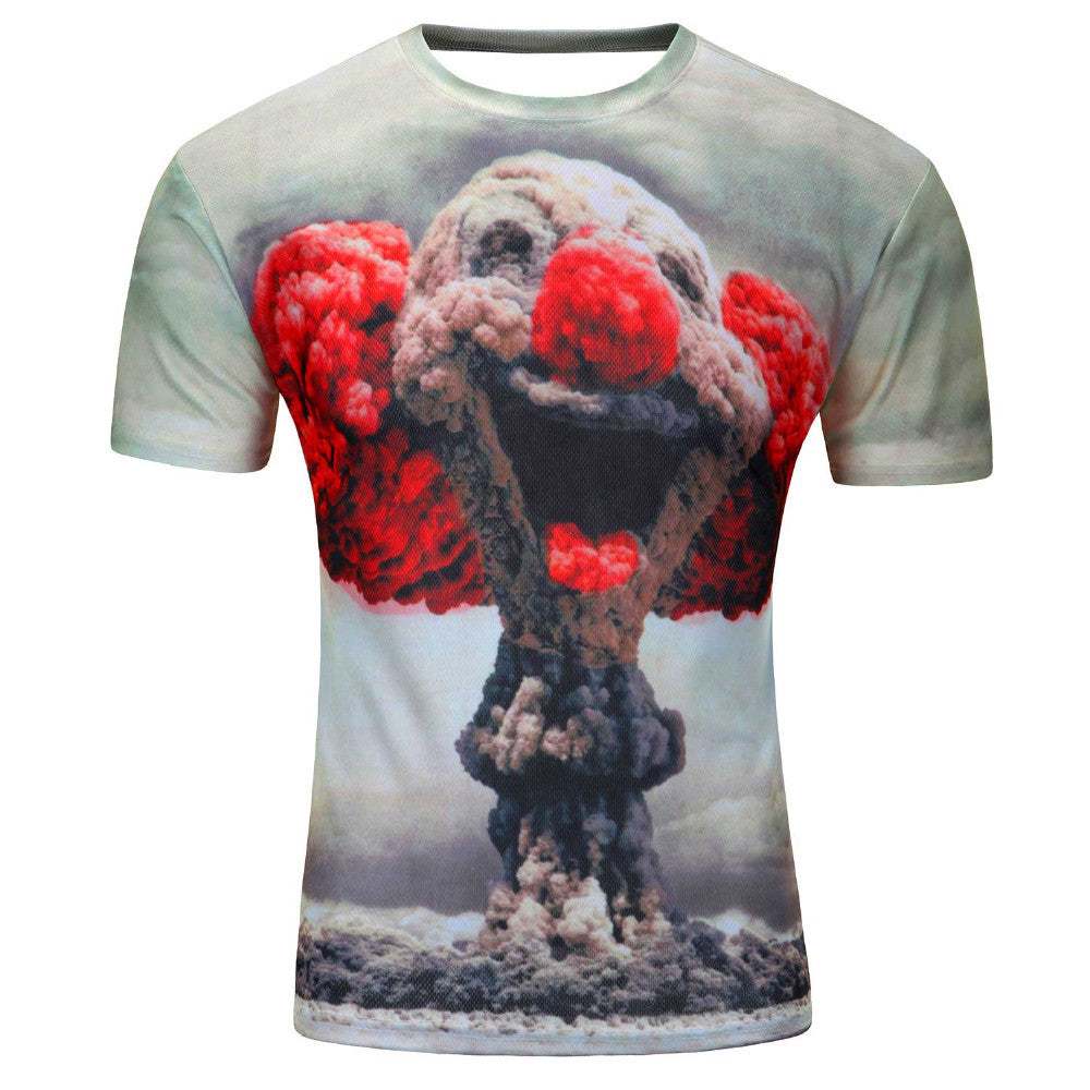Men's Short Sleeve Polyester O-Neck T-Shirt Punk 3D thinkers/tree Printed T shirt Men t shirt