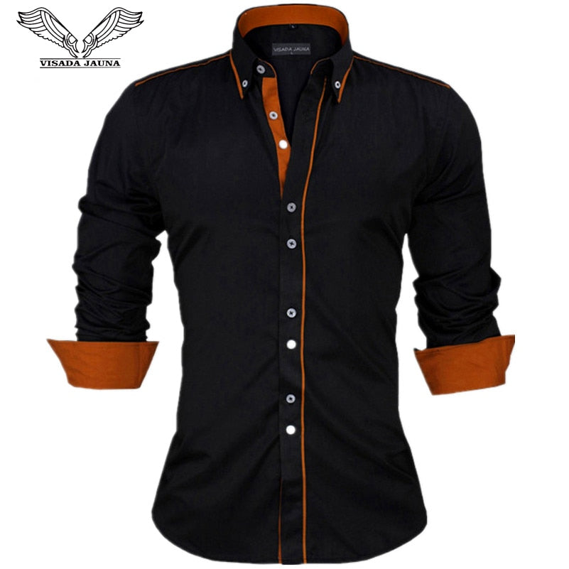 VISADA JAUNA Men Shirts Europe Size New Arrivals Slim Fit Male Shirt Solid