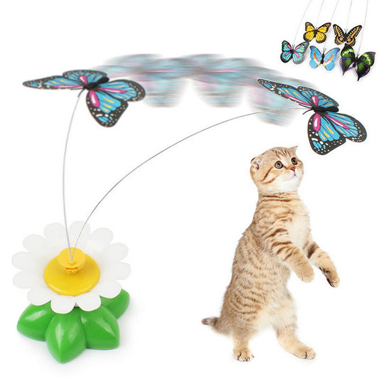 8 x 5.5cm 1 Pcs Electric Rotating Colorful Butterfly Funny Cat Toys Pet Seat ScratchToy For Cats Kitten - Shopy Max